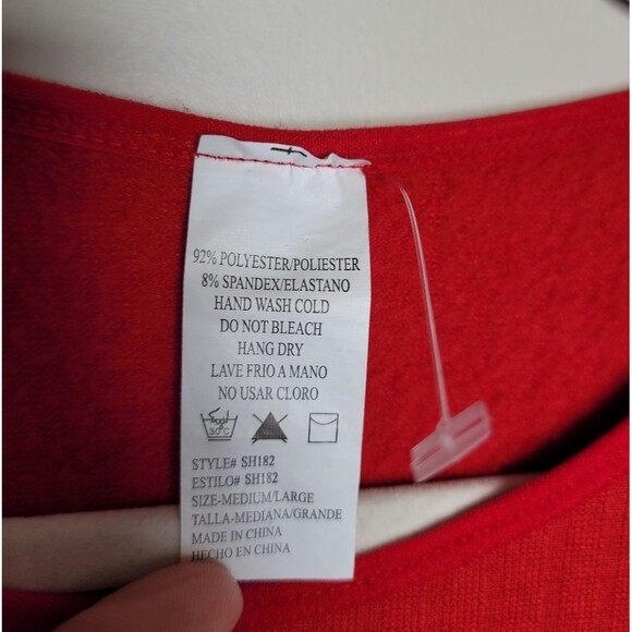 NEW Red Grid Print Thermal Long Sleeve Base Layer Felt Lined Stretchy Medium - Picture 9 of 12